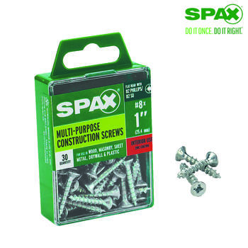 SPAX No. 8 x 1 in. L Phillips/Square Flat Zinc-Plated Steel Multi-Purpose Screw 30 each