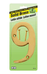 Hy-Ko 4 in. Gold Brass Screw-On Number 9 1 pc.
