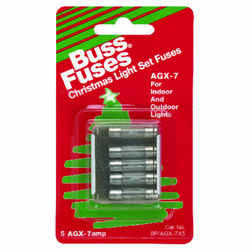 Bussmann 7 amps 125 volts Glass Fast Acting Fuse 5 pk