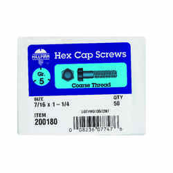 HILLMAN 7/16 in. Dia. x 1-1/4 in. L Heat Treated Zinc Steel Hex Head Cap Screw 50 box