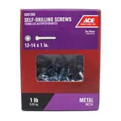 Ace 12-14 Sizes x 1 in. L Hex Washer Head Zinc-Plated Steel Self- Drilling Screws 1 lb. Hex
