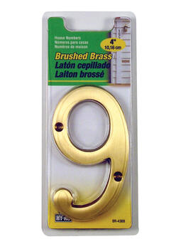 Hy-Ko 4 in. Brass Brass Plated 9 Number Nail-On