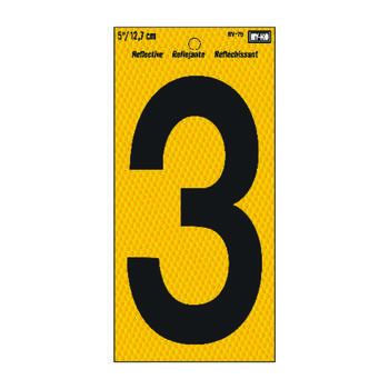 Hy-Ko 5 in. Vinyl Black 3 Number Self-Adhesive Reflective