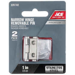 Ace .9 in. W x 1 in. L Stainless Steel Steel Narrow Hinge 2 pk