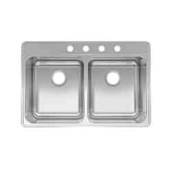 Kindred Stainless Steel Top Mount 33 in. W x 22 in. L Kitchen Sink