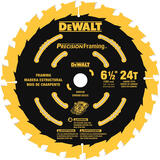 DeWalt 6-1/2 in. Dia. x 5/8 in. Carbide Tipped Precision Framing Circular Saw Blade 24 teeth 1