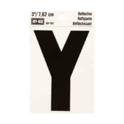 Hy-Ko 3 in. Reflective Vinyl Y Letter Self-Adhesive Black