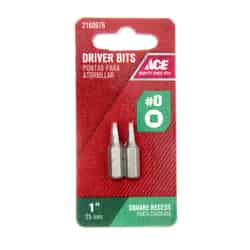 Ace #0 x 1 in. L Square Recess S2 Tool Steel Hex Shank 2 pc. Insert Bit 1/4 in.