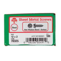 HILLMAN 12 x 2 in. L Slotted Hex Washer Sheet Metal Screws Zinc-Plated 100 per box Steel
