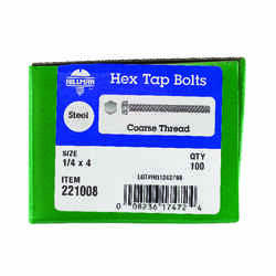 HILLMAN 1/4 in. Dia. x 4 in. L Zinc Plated Steel Hex Tap Bolt 100 box