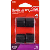 Ace Plastic Leg Tip Black Round 3/4 in. W 4 pk