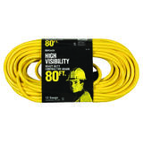 Woods 80 ft. L Neon Yellow Extension Cord 12/3 SJTW Outdoor