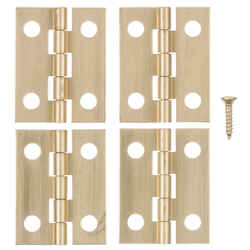 Ace 1 in. W x 3/4 in. L Polished Brass Brass Narrow Hinge 4 pk