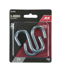 Ace Medium Zinc-Plated Steel 3 in. L S-Hook 2 pk Silver 230 lb.