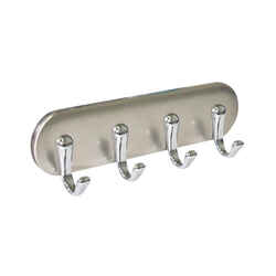 InterDesign 7 in. L Chrome Stainless Steel Small 4-Hook Key Rack 1 pk