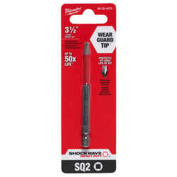 Milwaukee SHOCKWAVE Square Impact Power Bit Steel 1/4 in. 1 pc. #2 x 3-1/2 in. L Quick-Change