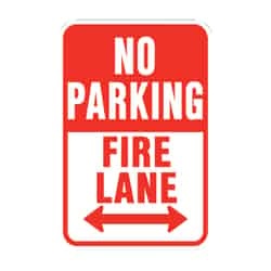 Hy-Ko English No Parking Fire Lane 12 in. W x 18 in. H Aluminum Sign