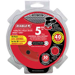 Diablo 5 in. Ceramic Blend Hook and Lock Sanding Disc 40 Grit Ultra Coarse 50 pk