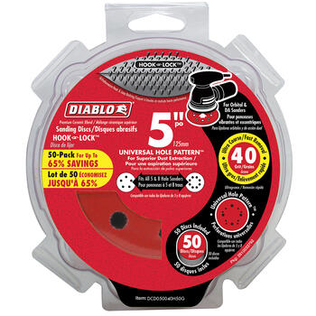 Diablo 5 in. Ceramic Blend Hook and Lock Sanding Disc 40 Grit Ultra Coarse 50 pk