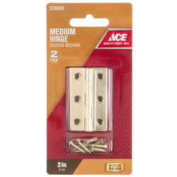 Ace 2 in. W x 1-3/16 in. L Polished Brass Brass Medium Hinge 2 pk