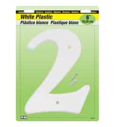 Hy-Ko 6 in. White Plastic Screw-On Number 2 1 pc.