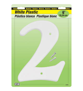 Hy-Ko 6 in. White Plastic Screw-On Number 2 1 pc.