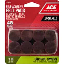 Ace Felt Self Adhesive Pad Brown Round 1 in. W 48 pk
