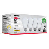 Satco Type A A19 E26 (Medium) LED Bulb Natural Light 60 Watt Equivalence 4 pk