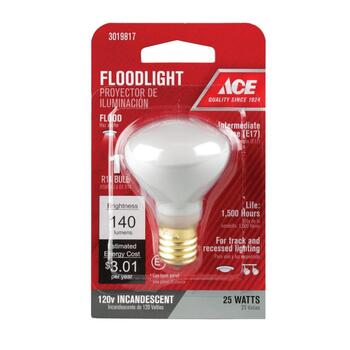 Ace 25 watts R14 Incandescent Light Bulb E17 140 Soft White 1 pk Floodlight