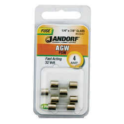Jandorf AGW 4 amps 32 volt Glass Fast Acting Fuse 4 pk