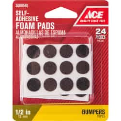 Ace Foam Self Adhesive Non-Skid Pads Black Round 1/2 in. W 24 pk
