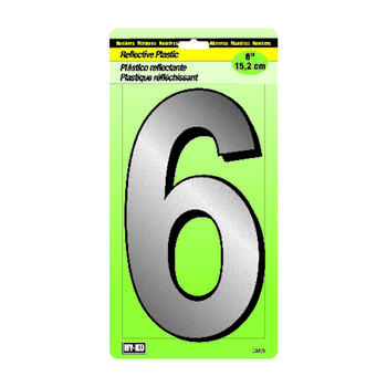 Hy-Ko 6 in. Black Plastic Number Nail-On Reflective 6