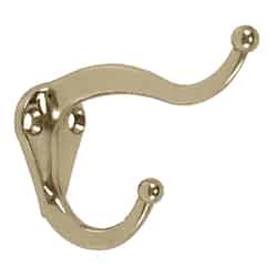 Ace 3 in. L Gold Bright Brass Small Coat and Hat Hook 2 pk Brass