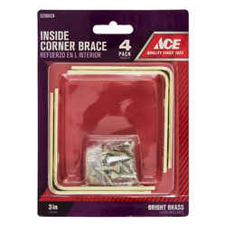 Ace 3 in. H x 4.75 in. W x 3 in. D Brass Inside L Corner Brace