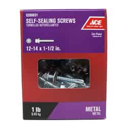 Ace 12-14 Sizes x 1-1/2 in. L Hex Zinc-Plated Hex Washer Head Steel 1 lb. Self-Sealing Screws