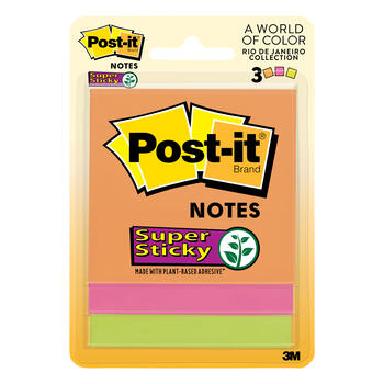 Post-It 3 in. W x 3 in. L Assorted Sticky Notes 3 pad