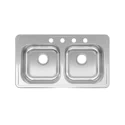 Kindred Stainless Steel Top Mount 33 in. W x 19 in. L Kitchen Sink