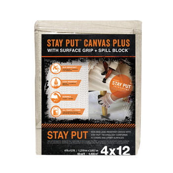 Trimaco Stay Put Heavy Weight Canvas Drop Cloth 12 ft. L x 4 ft. W