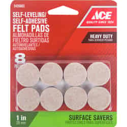 Ace Felt Self Adhesive Pad Brown Round 1 in. W 8 pk