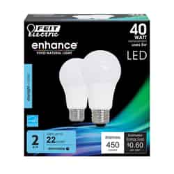Feit Electric Enhance A19 E26 (Medium) LED Bulb Daylight 40 Watt Equivalence 2 pk