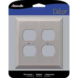 Amerelle Century Brushed Nickel Gray 2 gang Stamped Steel Duplex Outlet Wall Plate 1 pk