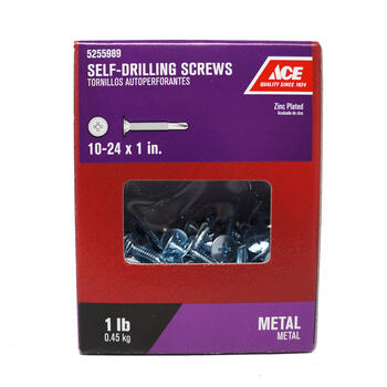 Ace 10-24 Sizes x 1 in. L Phillips Zinc-Plated Wafer Head 1 lb. Steel Self- Drilling Screws