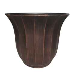 Southern Patio 9.86 in. H x 13.3 in. W Rust Resin Ribbed Bell Planter