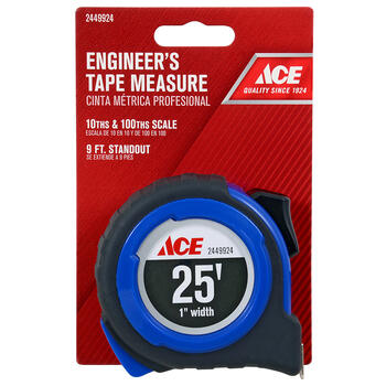 Ace 25 ft. L x 1 in. W Engineer's Tape Measure Black 1 pk