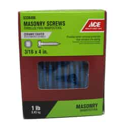 Ace 3/16 in. x 4 in. L Slotted Hex Washer Head Steel Masonry Screws 1 lb. 50 pk