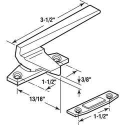 Prime-Line 3.5 in. L Die-Cast White Steel Left Casement Locking Handle Casement Operator Tee Handl