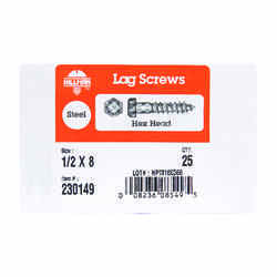 HILLMAN 8 in. L x 1/2 in. Hex Steel Lag Screw 25 pk