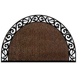 GrassWorx Wrought Iron Style Halfmoon Coffee Bean Polyethylene/Rubber Nonslip Door Mat 36 in.