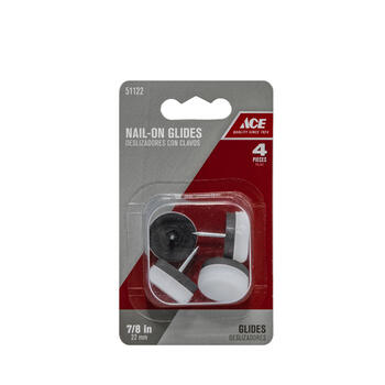 Ace White 7/8 in. Nail-On Nylon/Plastic Cushioned Glide 4 pk