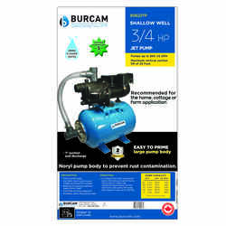 Burcam Thermoplastic Shallow Well Jet Tank System 3/4 hp 850 gph